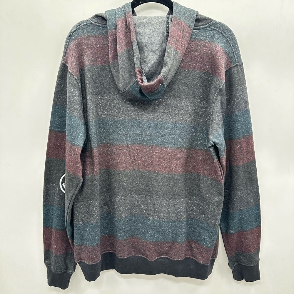 SALTY SAVAGE striped casual woman happy face zip front pocket hood sweatshirt S - Picture 3 of 13